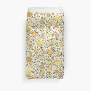 ‘Capybaras in Gold’ Duvet Cover by Nemki