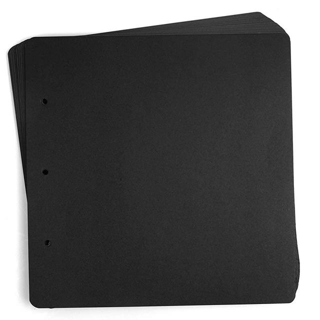 ADVcer 10 Sheets Double Sided 9.84 x 10.24 inch Refill Pages - Acid Free Thick Additional Craft Paper Cardboard for All 10x10 Three-Ring Loose-Leaf Binder Photo Album and DIY Scrapbook (Black)