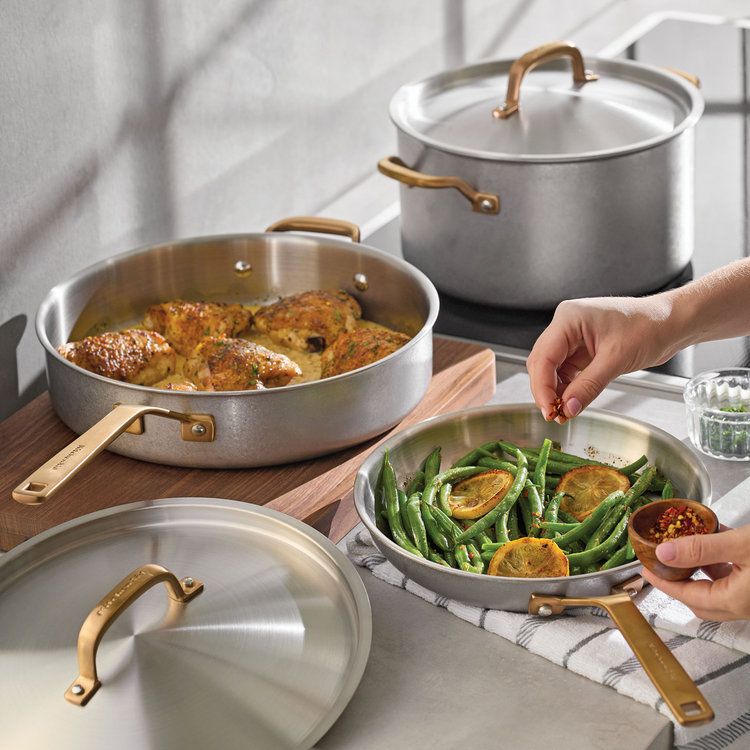 KitchenAid, 5-Ply Clad Stonewash Stainless Steel 10-Piece Cookware