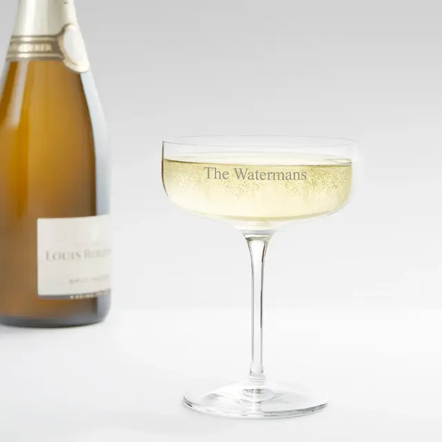 Engraved Luigi Bormioli Entertaining Champagne Coupe