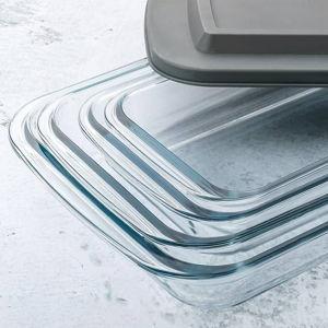 8-Piece Deep Glass Baking Dish Set with Plastic lids,Rectangular Glass Bakeware Set with Lids, Baking Pans for Lasagna, Leftovers, Cooking, Kitchen, Freezer-to-Oven and Dishwasher, Gray