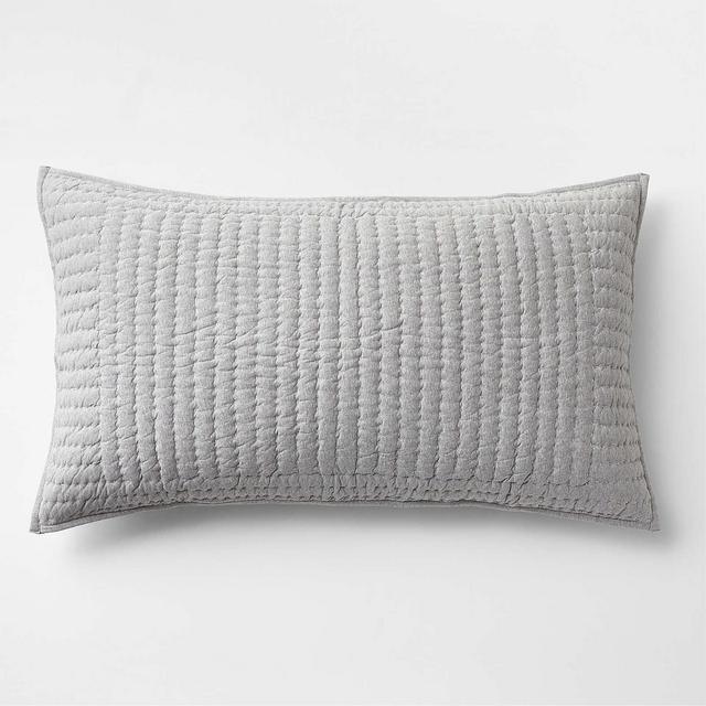 Organic Jersey Heathered Grey King Quilted Pillow Sham