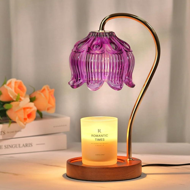 Purple Candle Warmer Lamp with Timer, Electric Candle Warmer Lamp, Birthday Gift for Women, Mom, Female Friend, Flower Candle Warmer Gifts for Candle Lovers, Vintage Lamp Decor for House Warming Gifts