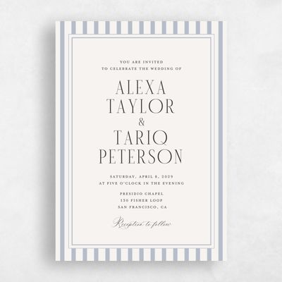Dusty Blue Wedding Invitation - Azelie Portrait