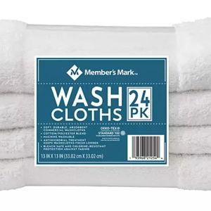 WHITE Wash Cloths 24 pack