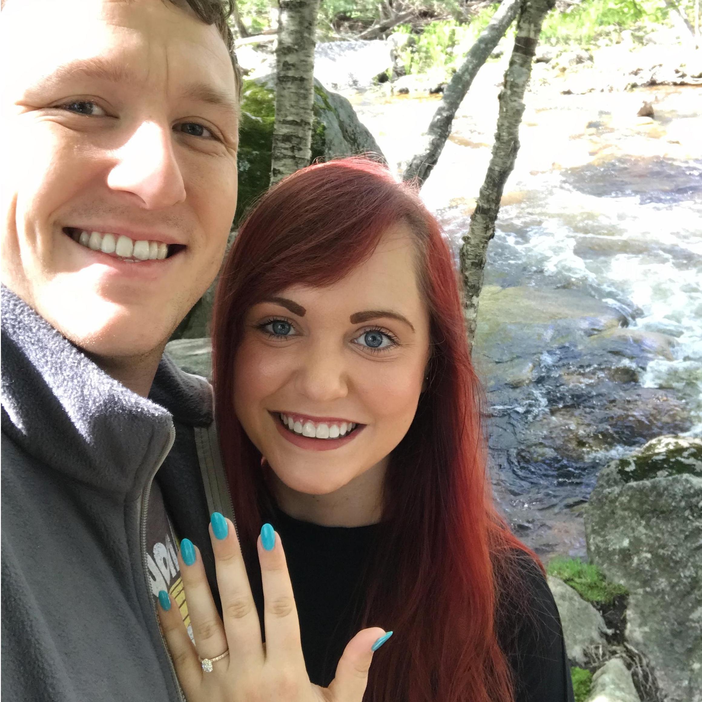 We got engaged on May 26, 2019 in the White Mountains of New Hampshire. We were camping at this beautiful site and Andrew got down on one knee in front of the campfire. It was perfect!