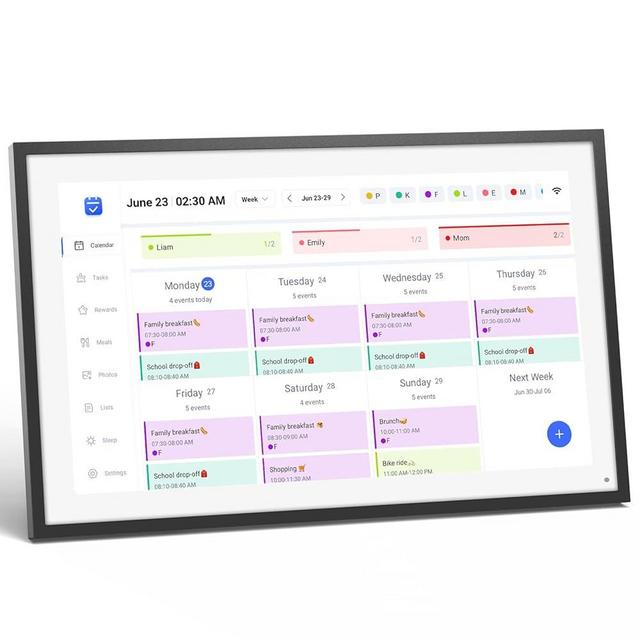 LOOFII 15.6" Smart Digital Calendar – 1920×1080 Full HD Touchscreen Family Planner & Calendar with Chore Chart & Meal Planner, Wall-Mountable (Black White)