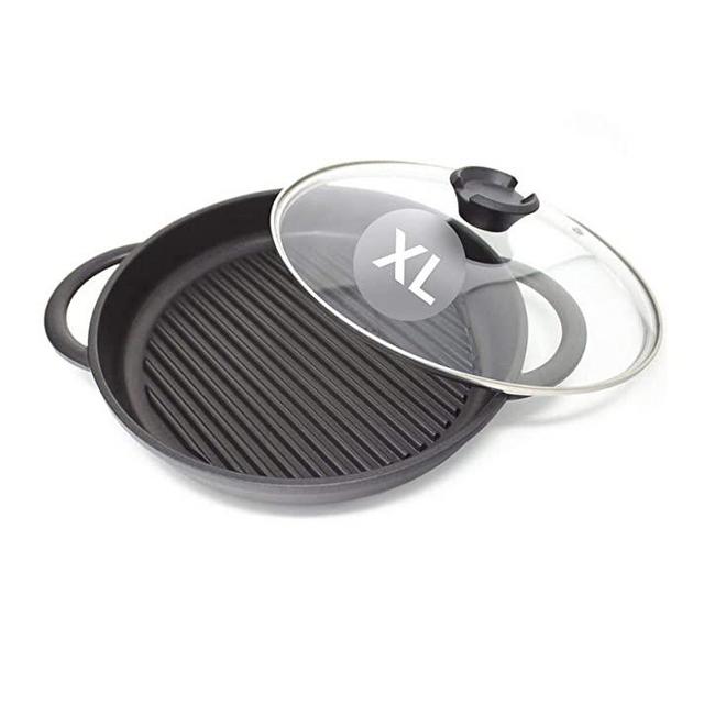 The Whatever Pan XL with Glass Lid | Jean Patrique's griddle pan in a great new larger size | Even more searing, sizzling and grilling!