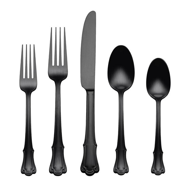 Oneida 896767 James Street Satin Black 20 Piece Flatware Set
