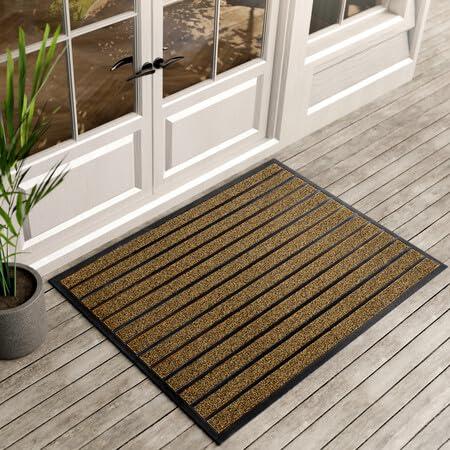 ubdyo Extra Durable Door Mat - Dirt Trapping Outdoor Welcome Mats - Non-Slip Outdoor Door Mats - Low Profile Front Door Mat - Doormat - Door Mats Indoor (47" x 32", Bright Brown)