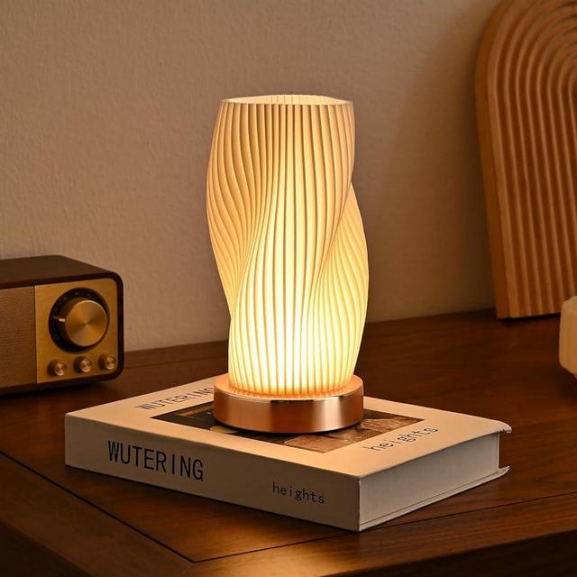Ekkiploi Bedside Lamps for Bedroom-Button Control Metal Small Table Lamp 12 Way Dimmable Nightstand Lamp Gold Mini Modern Lamp for Living Room, Dorm, Kids Room, Office(Built in LED Lights)