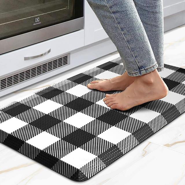 KITCHEN MAT Cushioned Comfort Anti-Fatigue Rug Memory Foam Black 2ct  KITCHEN MAT