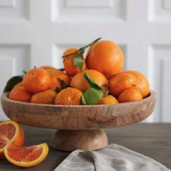 Acacia Wood Footed Serving Bowl