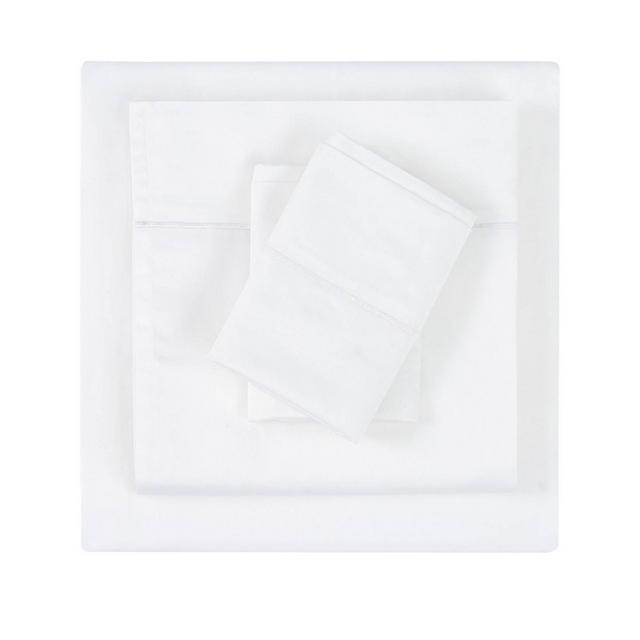 Queen 300 Thread Count Sateen Sheet Set White - Christian Siriano