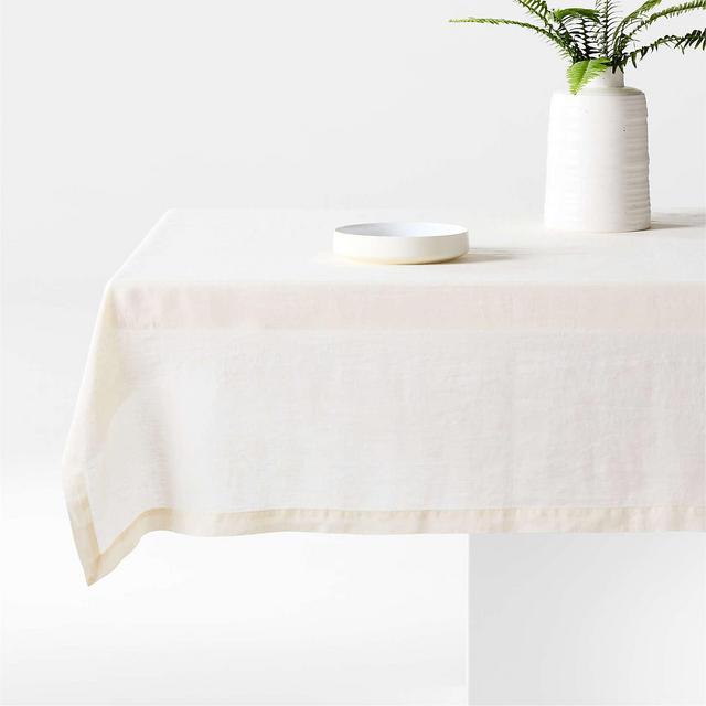 Marin 60"x120" Ivory European Flax ®-Certified Linen Tablecloth