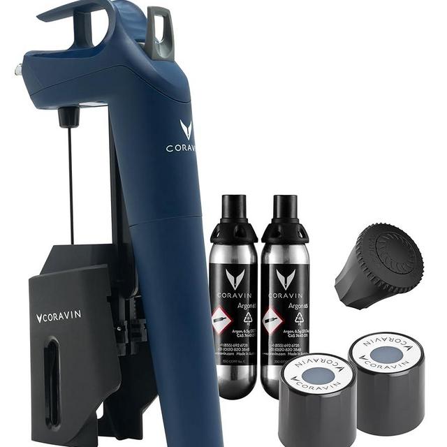 Coravin Timeless Special Edition Three Plus Wine Preservation System - By-the-Glass Wine Saver - With 2 Pure Argon Gas Capsules & Wine Aerator - Deep Sea Blue