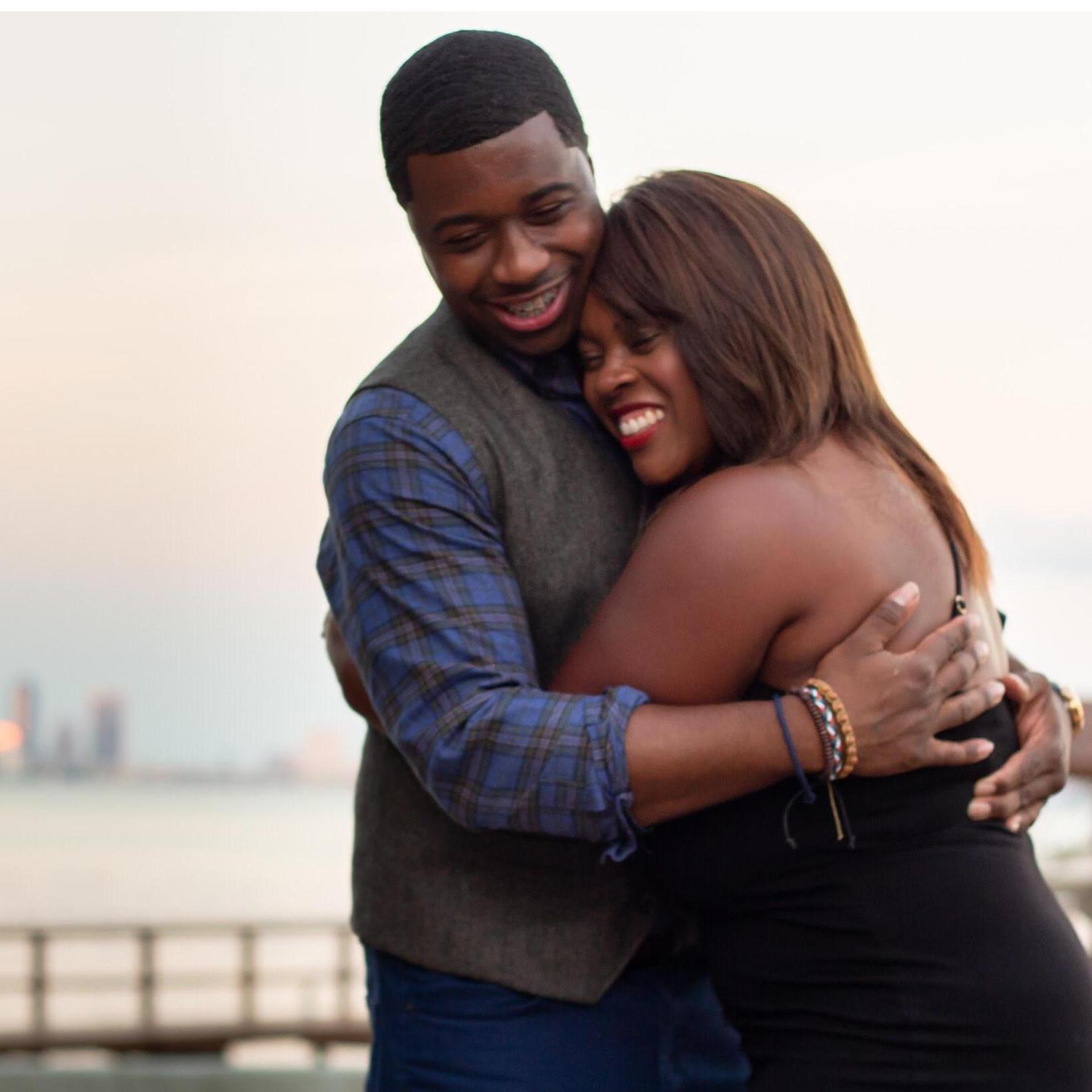 The smiles and embrace after the proposal on October 20, 2018.
