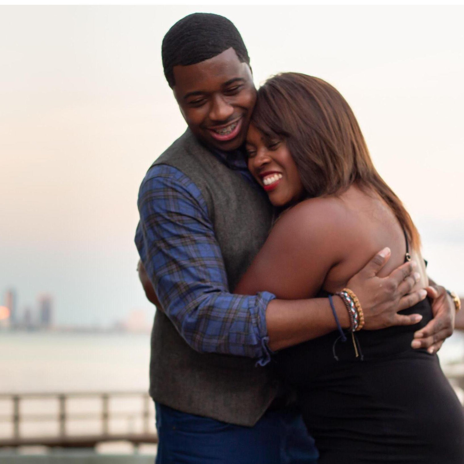 The smiles and embrace after the proposal on October 20, 2018.
