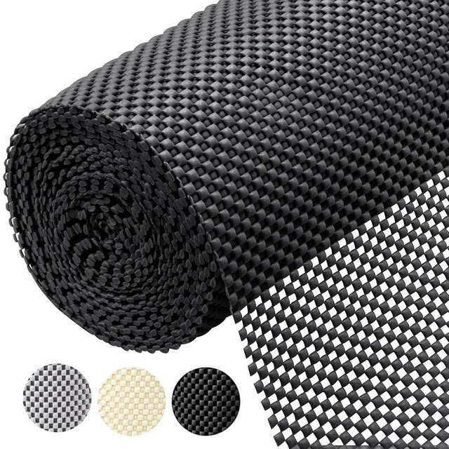 BALEINE Cabinet Liner, Drawer and Shelf Liner for Kitchen Cabinets Non-Adhesive, Non-Slip Protect Desks, Cupboard, Drawers, Shelves, Tableware (12 in x 20 Ft, Black)