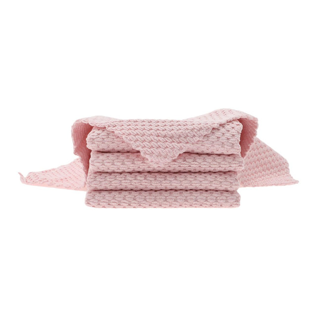 Unique Bargains Reusable Dishcloths 9.84"x9.84" 5 Pcs Pink