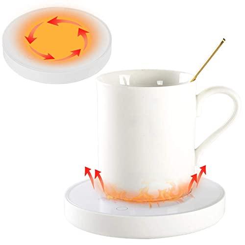 AkoMatial USB Electric Smart Waterproof Beverage Warmer Plate Tea Cup Warmer Coffee Warmer Mug Warmer Heating Mat Coaster Pad for Home Office Desktop Round