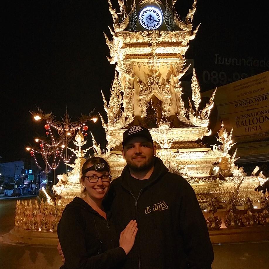 Filming near the clock tower in Chiang Rai, Thailand, 2016