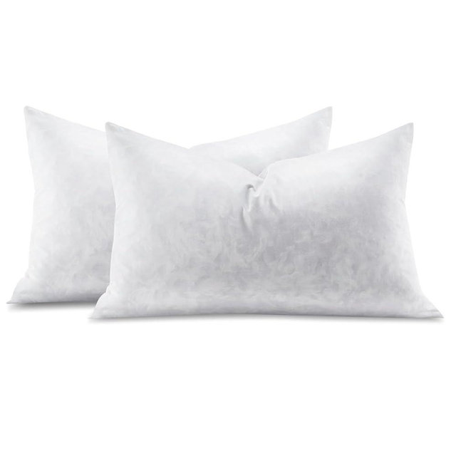 Swandream 14x22 Feather Lumbar Pillow Inserts, Decorative Throw Pillow Inserts for Covers, Fuller Fit with Soft Support for Bed and Couch, Set of 2