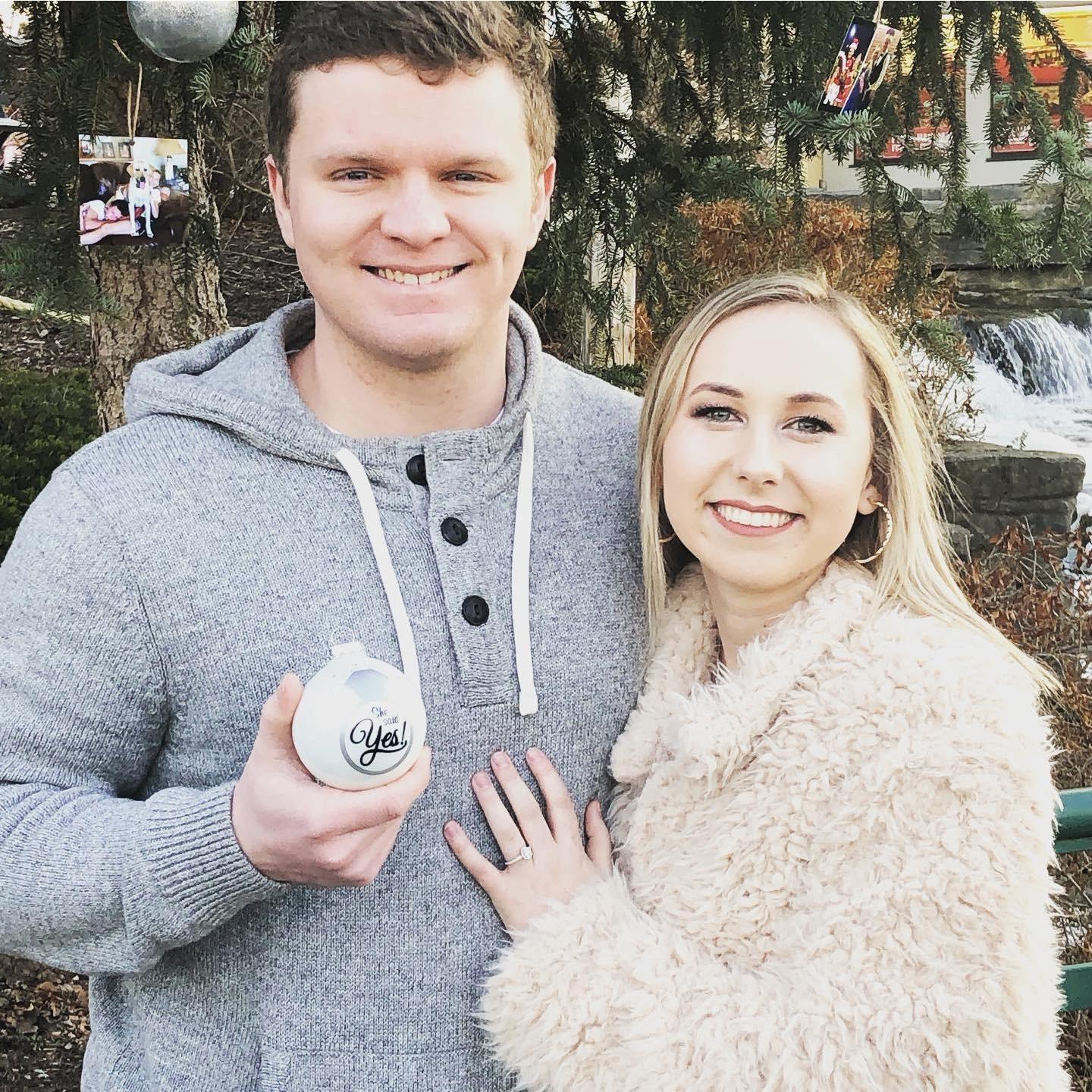 Of course, she said yes! Hunter planned their engagement with the help of his sister, Jesse. Hunter and Jesse scoped out the perfect spot in Frankenmuth during Christmas time for Hunter to propose.