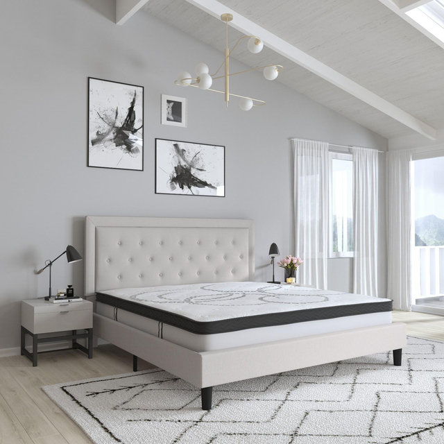 Merrick Lane 10 Inch Hybrid King Size Mattress CertiPUR-US Certified Foam & Pocket Spring Mattress in a Box