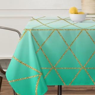Turquoise and Gold Geometric Tablecloth