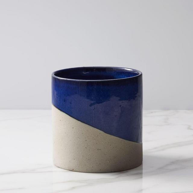 Pure Slope Planter, Concrete & Ceramic, Small, Midnight