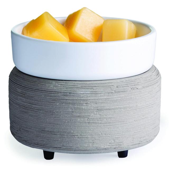 CANDLE WARMERS ETC 2-in-1 Candle and Fragrance Warmer for Warming Scented Candles or Wax Melts and Tarts with to Freshen Room, Gray Texture