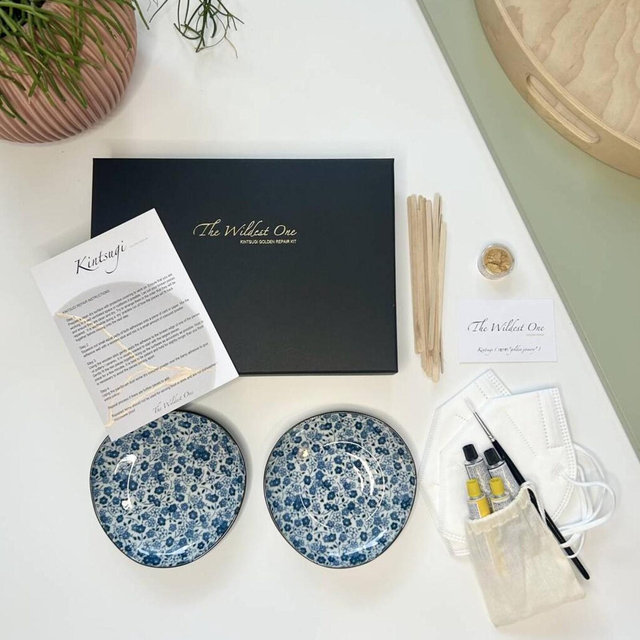 Kintsugi DIY Couples Kit: Golden Repair Craft with Japanese Plates