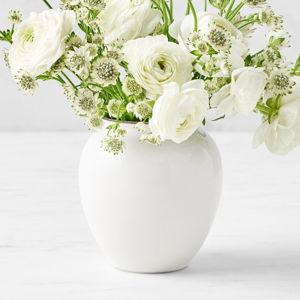 Williams Sonoma Flower Pot - White Ceramic