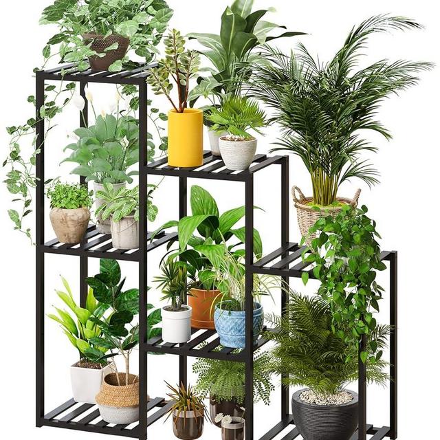 Bamboo Plant Stand Indoor Plants Multiple Plant Stands Wood Outdoor Tiered Plant Shelf for Multiple Plants, 7 Potted Ladder Plant Holder Table Plant Pot Stand for Window Garden Balcony Living Room