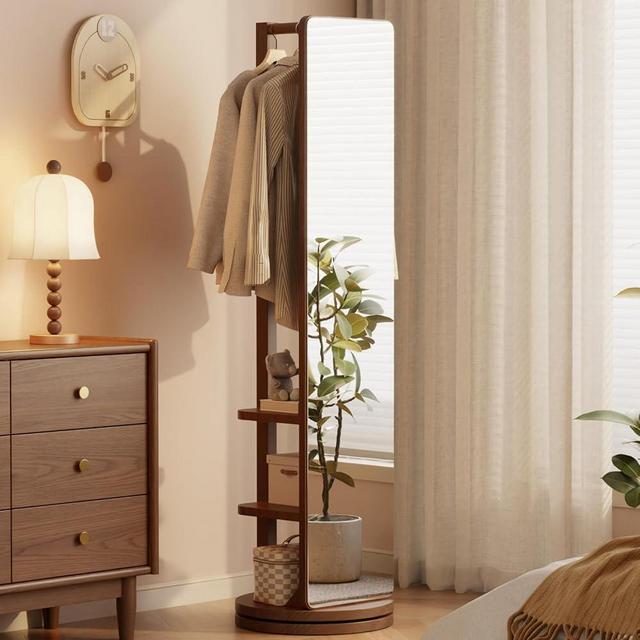 Full Length Mirror Coat Rack Solid Wood Floor Mirror 66"x12" Full Length Mirror with Stand Long Mirrors for Bedroom,Living Room