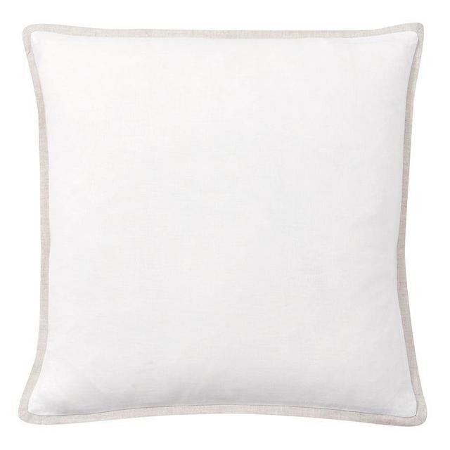 White/Natural Belgian Flax Linen Contrast Flange Shams, Euro, Set of 2