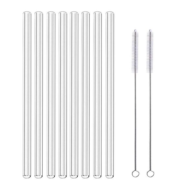 TOYFUNNY Glass Straws Clear Bent Perfect Reusable Straw For Smoothies, Tea, Juice, Water