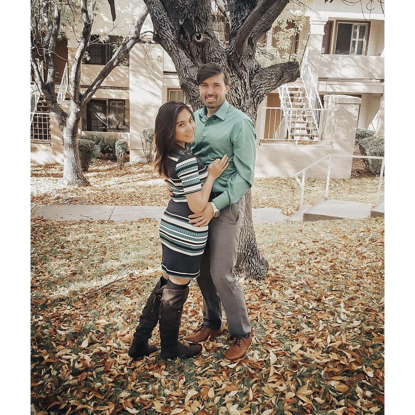 Our first Christmas together. We were still living at my old two bedroom apartment.
-Stephanie
