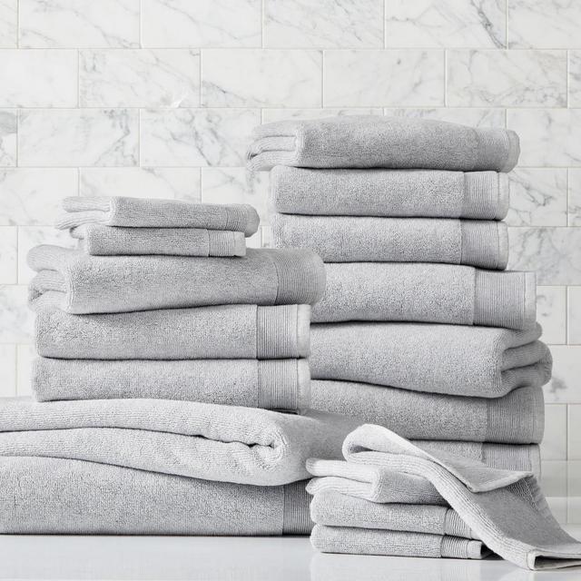 Organic Luxury Fibrosoft Towel Set, Gray Sky Melange, Set of 18