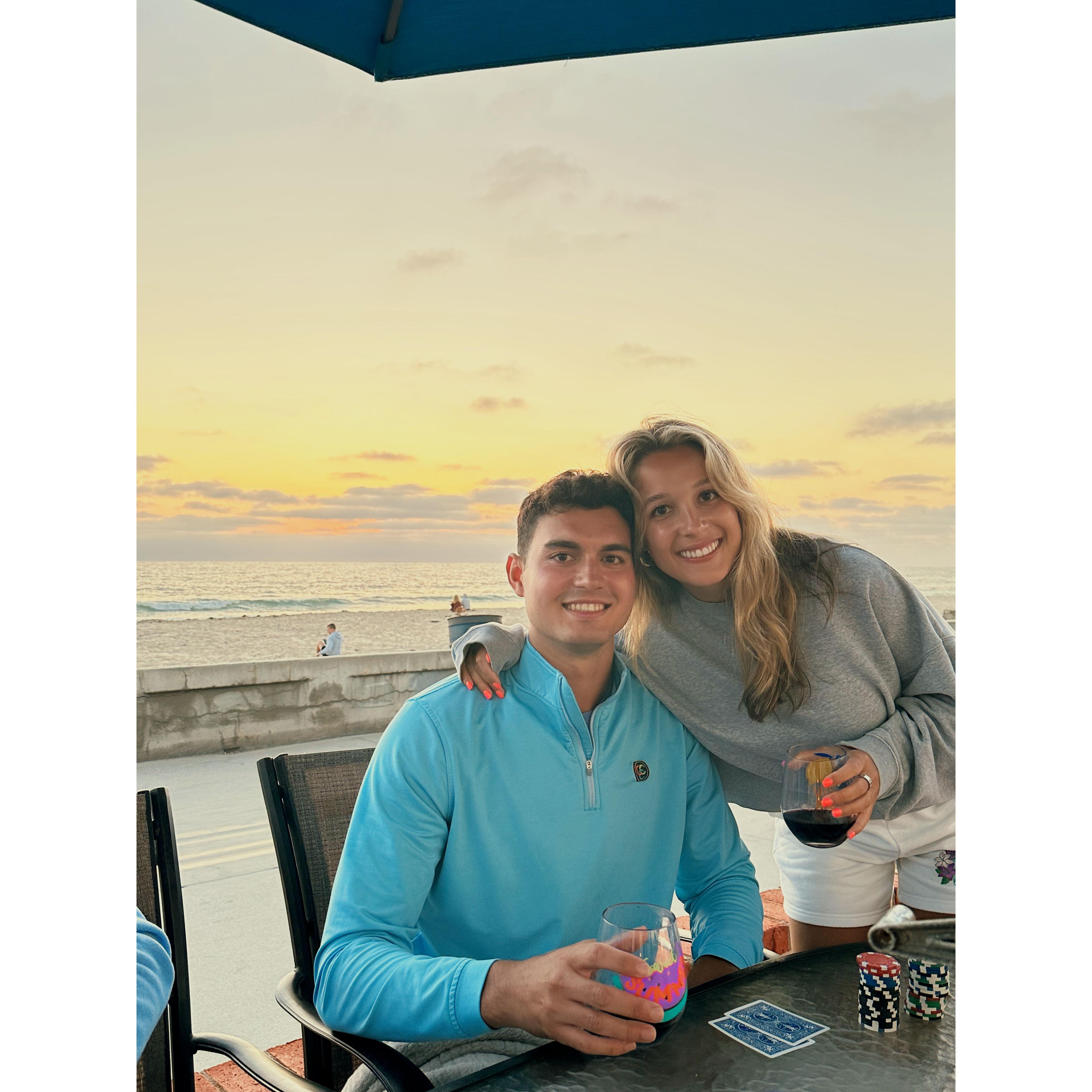 Some of their favorite memories are from summer days at the beach house in San Diego — playing poker late into the night, soaking up happy hours, and spending time with friends by the ocean.