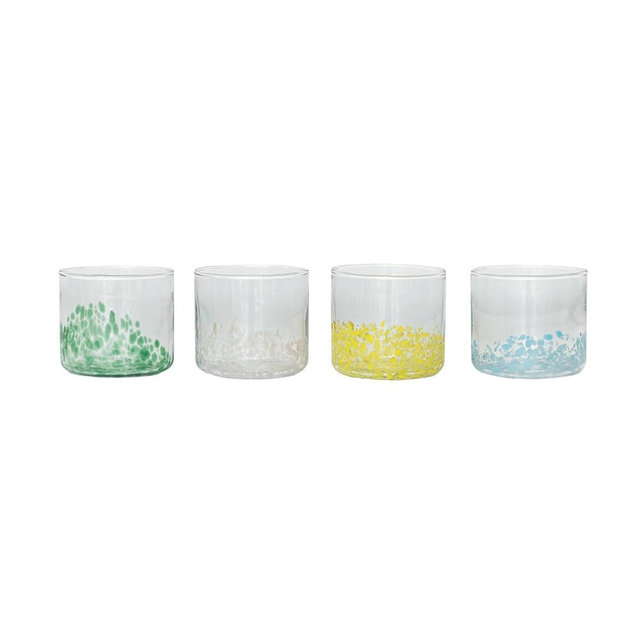 Bloomingville 4-Piece Festive Confetti Hand-Blown Drinking Glass Set, Multicolor