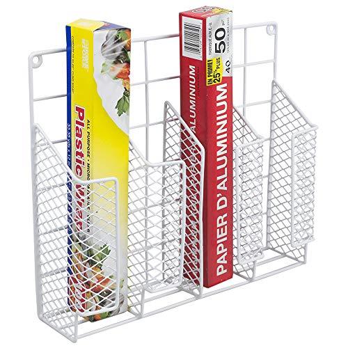 Home Basics SS30367-6 Organizer Stainless Steel Rust Resistant, Perfect for Food Storage, Silver Foil, Wax Paper, Sandwich Bags, Plastic Wrap-Mounts