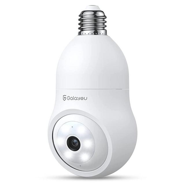GALAYOU 2K Light Bulb Security Cameras Wireless Outdoor, Lightbulb Camera,WiFi Cameras for Home Security, Smart Porch Camera Garage, Motion Tracking 360° Pan-Tilt View Alexa Google Home E27 Socket G6