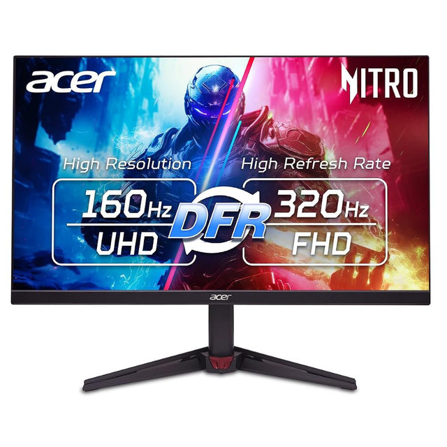 acer Nitro 27” 4K UHD 3840 x 2160 Gaming IPS Monitor | AMD FreeSync Premium | Up to 160Hz Refresh Rate with DFR to FHD 320Hz| Up to 0.5ms | 1 x Display Port 1.4 & 2 x HDMI 2.1 Ports | VG270K V4bmiipx