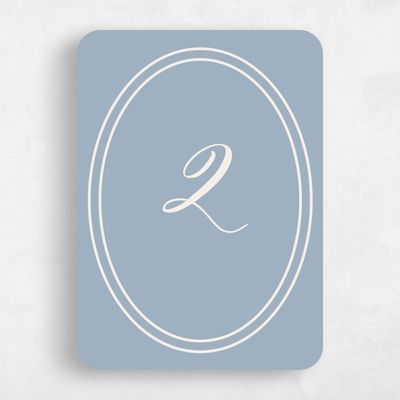 Blue Rounded Wedding Table Number - Dolores