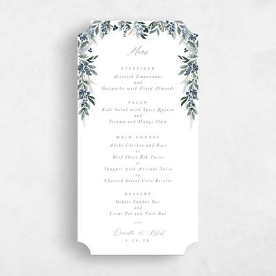 White Ticket Wedding Menu - Bryn
