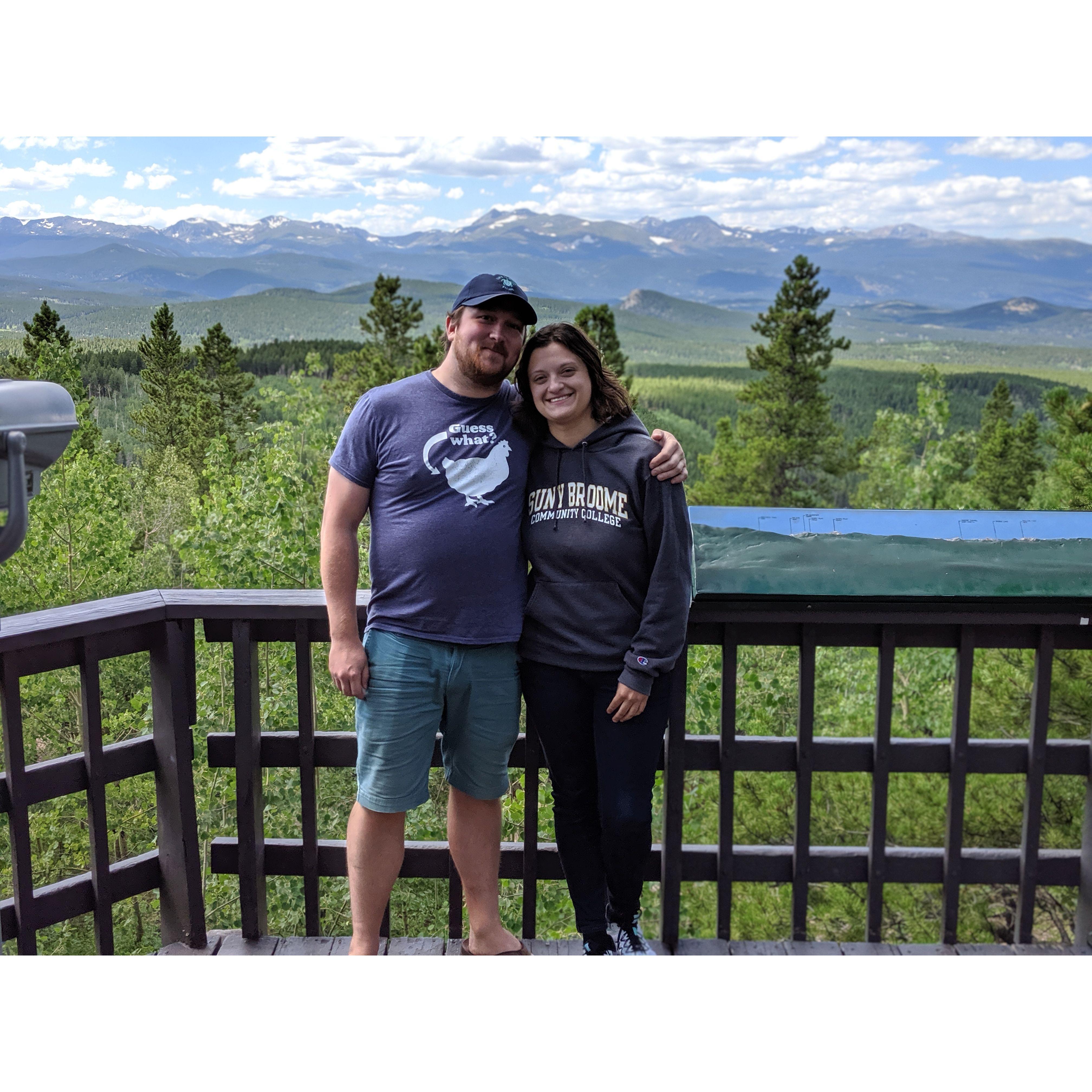 Here we're overlooking the Rockies while camping in Colorado.