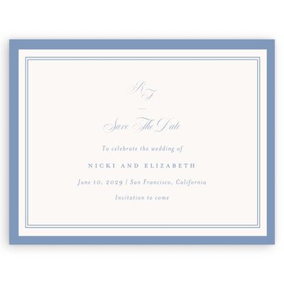 Blue Bordered Wedding Digital Save the Date - Topaz Landscape