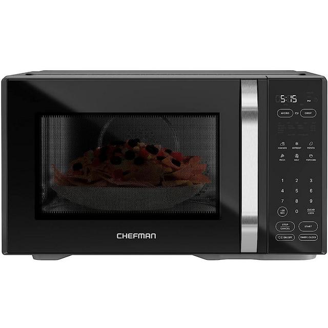 Chefman MicroCrisp Countertop Digital Microwave Oven, Unique "Cook & Crisp" Power Combo, 1.1 Cu Ft, Dual-Cook 1000W Microwave + 1500W Crisper, 6 Touch Presets, Digital Display, Stainless Steel Handle